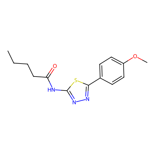 N-[5-(4-methoxyphenyl)-1,3,4-thiadiazol-2-yl]pentanamide structure