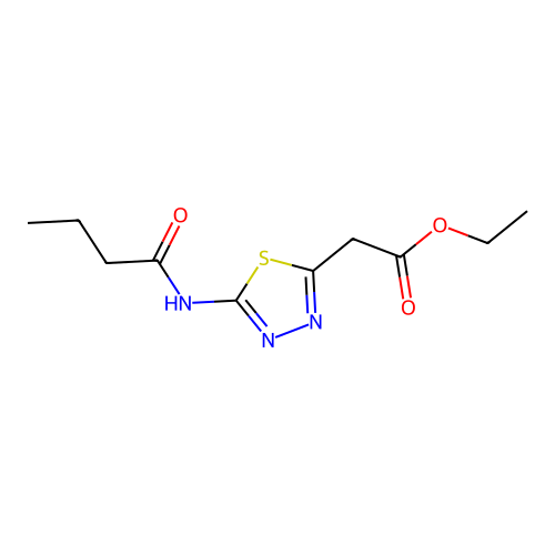 ethyl [(5Z)-5-(butanoylimino)-4,5-dihydro-1,3,4-thiadiazol-2-yl]acetate structure