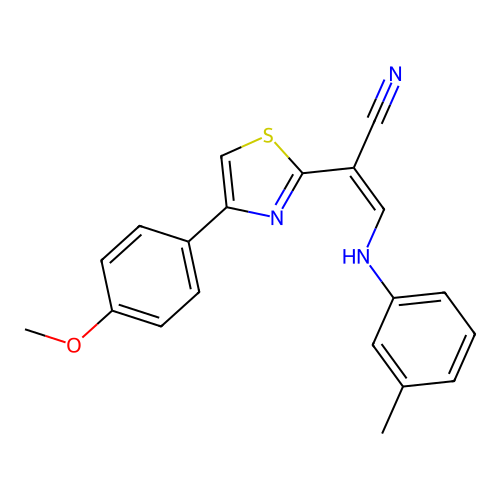 (Z)-2-(4-(4-methoxyphenyl)thiazol-2-yl)-3-(m-tolylamino)acrylonitrile structure