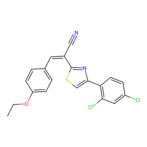 (Z)-2-[4-(2,4-dichlorophenyl)-1,3-thiazol-2-yl]-3-(4-ethoxyphenyl)prop-2-enenitrile structure