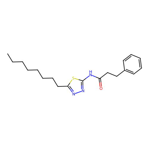 N-(5-octyl-1,3,4-thiadiazol-2-yl)-3-phenylpropanamide structure