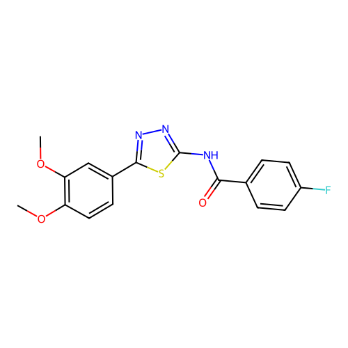N-[5-(3,4-dimethoxyphenyl)-1,3,4-thiadiazol-2-yl]-4-fluorobenzamide structure