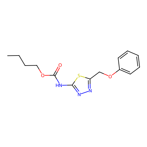 Butyl [5-(phenoxymethyl)-1,3,4-thiadiazol-2-yl]carbamate structure
