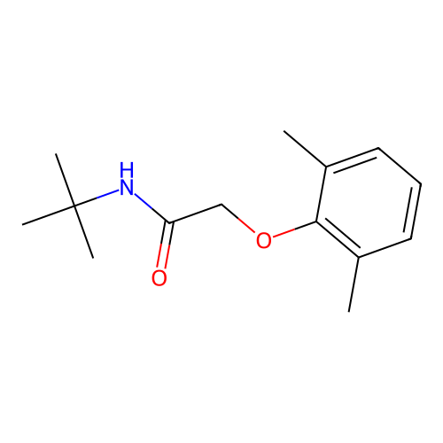 N-tert-butyl-2-(2,6-dimethylphenoxy)acetamide structure