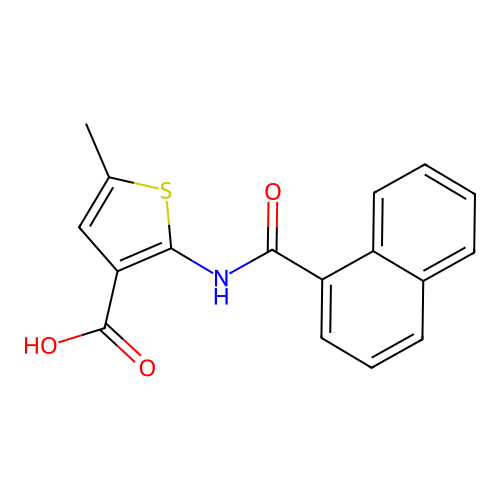 5-Methyl-2-[(naphthalen-1-ylcarbonyl)amino]thiophene-3-carboxylic acid structure