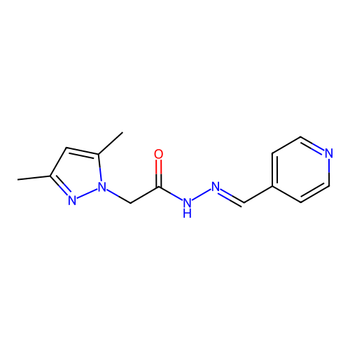 2-(3,5-dimethyl-1H-pyrazol-1-yl)-N'-[(E)-pyridin-4-ylmethylidene]acetohydrazide structure
