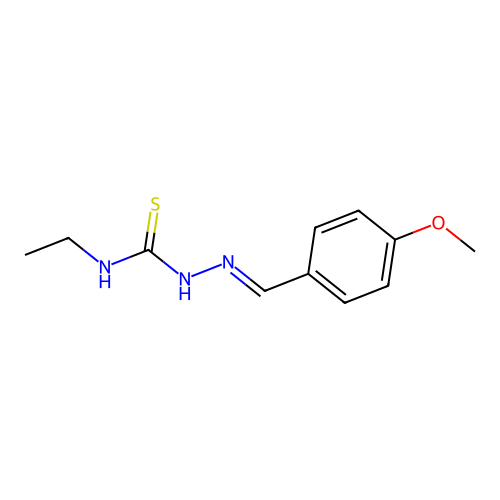 (2E)-N-ethyl-2-(4-methoxybenzylidene)hydrazinecarbimidothioic acid structure