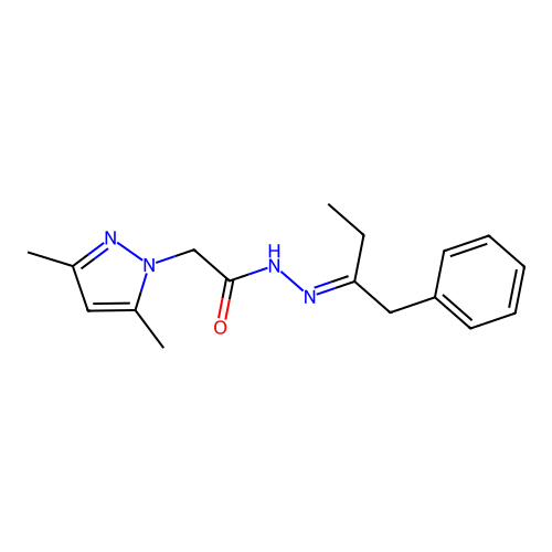 2-(3,5-dimethyl-1H-pyrazol-1-yl)-N'-[(2E)-1-phenylbutan-2-ylidene]acetohydrazide structure