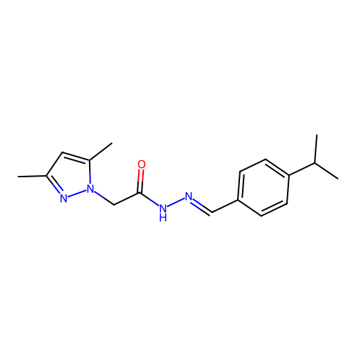 (E)-2-(3,5-dimethyl-1H-pyrazol-1-yl)-N'-(4-isopropylbenzylidene)acetohydrazide structure