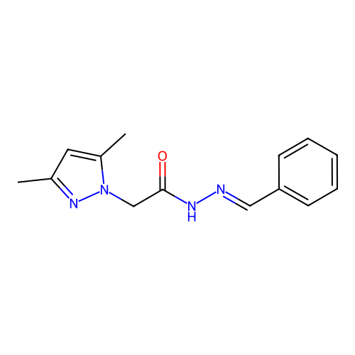 2-(3,5-dimethyl-1H-pyrazol-1-yl)-N'-[(E)-phenylmethylidene]acetohydrazide structure