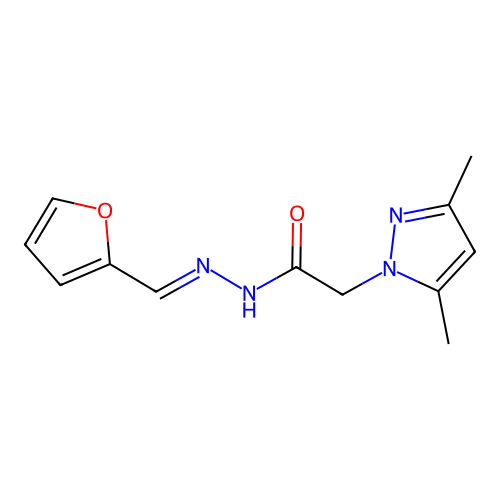 2-(3,5-dimethyl-1H-pyrazol-1-yl)-N'-[(E)-furan-2-ylmethylidene]acetohydrazide structure