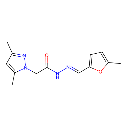 2-(3,5-dimethyl-1H-pyrazol-1-yl)-N'-[(E)-(5-methylfuran-2-yl)methylidene]acetohydrazide structure