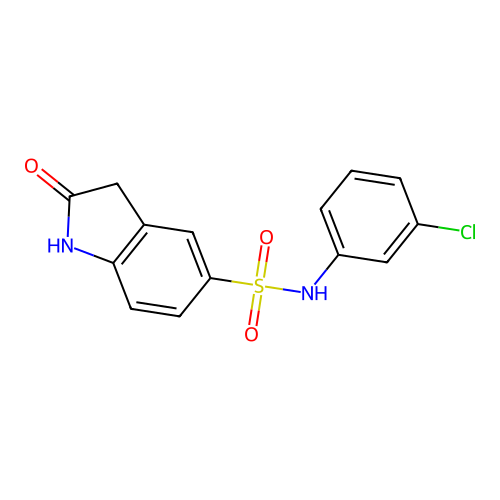 2-Oxo-2,3-dihydro-1H-indole-5-sulfonic acid (3-chlorophenyl)amide structure