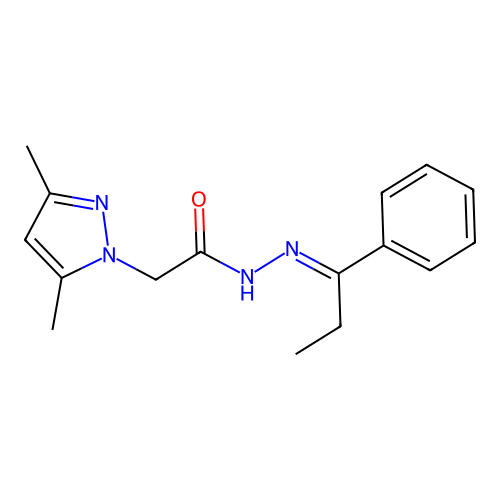 2-(3,5-dimethyl-1H-pyrazol-1-yl)-N'-[(1E)-1-phenylpropylidene]acetohydrazide structure