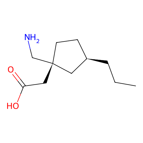 2-[(1R,3R)-1-(aminomethyl)-3-propylcyclopentyl]acetic acid structure