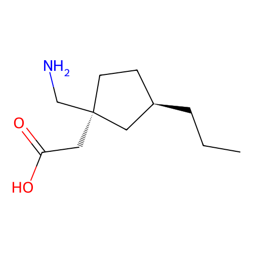 2-[(1S,3R)-1-(aminomethyl)-3-propylcyclopentyl]acetic acid structure