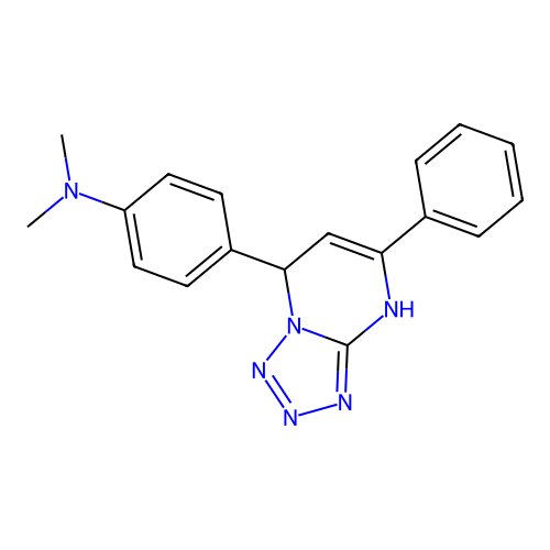N,N-dimethyl-4-(5-phenyl-3,7-dihydrotetrazolo[1,5-a]pyrimidin-7-yl)aniline structure