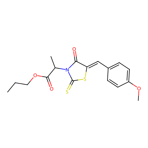 (Z)-propyl 2-(5-(4-methoxybenzylidene)-4-oxo-2-thioxothiazolidin-3-yl)propanoate structure