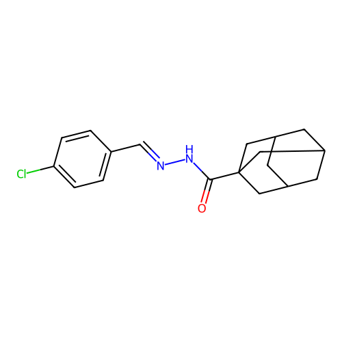 N-[(4-chlorophenyl)methylideneamino]adamantane-1-carboxamide structure