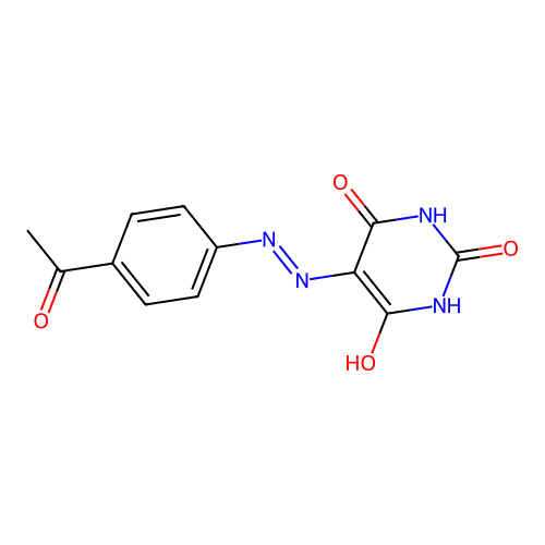 5-[2-(4-acetylphenyl)hydrazinylidene]pyrimidine-2,4,6(1H,3H,5H)-trione structure