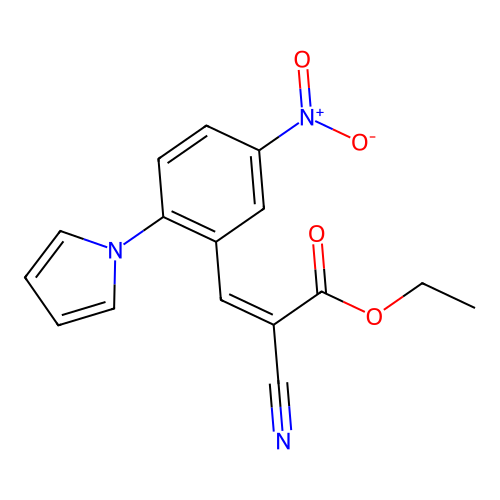 Ethyl 2-cyano-3-(5-nitro-2-pyrrol-1-ylphenyl)prop-2-enoate structure