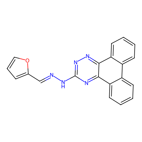 N-(furan-2-ylmethylideneamino)phenanthro[9,10-e][1,2,4]triazin-3-amine structure
