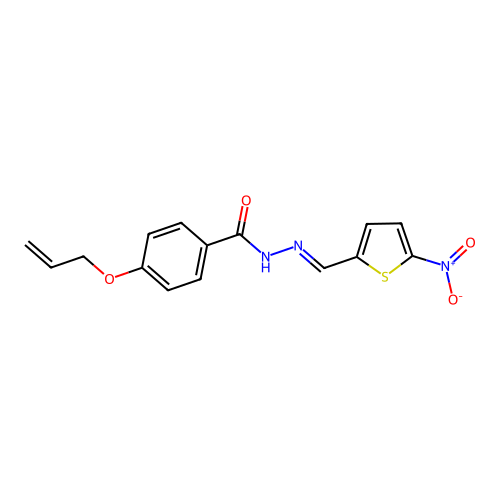 N-[(5-nitrothiophen-2-yl)methylideneamino]-4-prop-2-enoxybenzamide structure