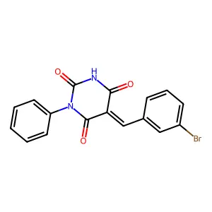 (5Z)-5-(3-bromobenzylidene)-1-phenylpyrimidine-2,4,6(1H,3H,5H)-trione structure
