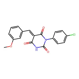 (5Z)-1-(4-chlorophenyl)-5-(3-methoxybenzylidene)pyrimidine-2,4,6(1H,3H,5H)-trione structure