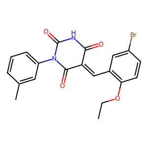 (5Z)-5-(5-bromo-2-ethoxybenzylidene)-1-(3-methylphenyl)pyrimidine-2,4,6(1H,3H,5H)-trione structure