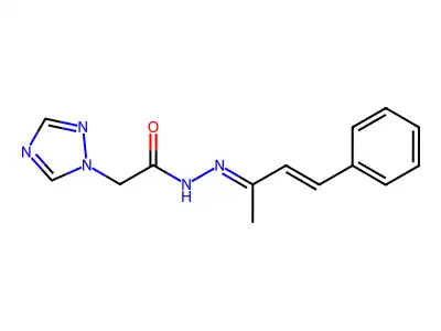 N-[(E)-[(E)-4-phenylbut-3-en-2-ylidene]amino]-2-(1,2,4-triazol-1-yl)acetamide structure