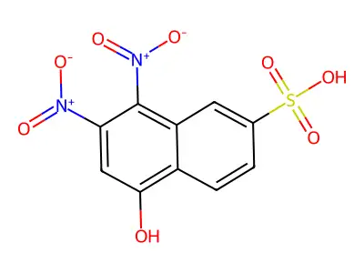 5-Hydroxy-7,8-bisnitro-2-naphthalenesulfonic acid structure