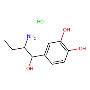 4-((1R,2S)-2-amino-1-hydroxybutyl)benzene-1,2-diol hydrochloride (1:1) structure