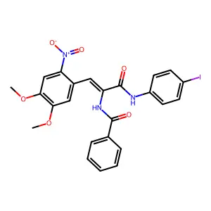 N-{2-{2-nitro-4,5-dimethoxyphenyl}-1-[(4-iodoanilino)carbonyl]vinyl}benzamide structure
