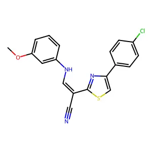 (2E)-2-[4-(4-chlorophenyl)-1,3-thiazol-2-yl]-3-[(3-methoxyphenyl)amino]prop-2-enenitrile structure