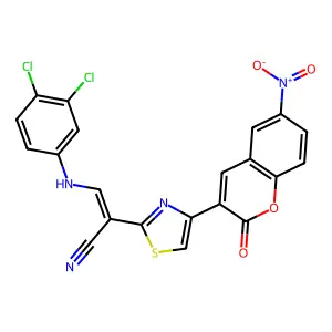 3-(3,4-dichloroanilino)-2-(4-{6-nitro-2-oxo-2H-chromen-3-yl}-1,3-thiazol-2-yl)acrylonitrile structure
