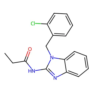 N-[1-[(2-chlorophenyl)methyl]benzimidazol-2-yl]propanamide structure