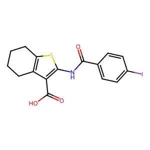 2-[(4-Iodobenzoyl)amino]-4,5,6,7-tetrahydro-1-benzothiophene-3-carboxylic acid structure