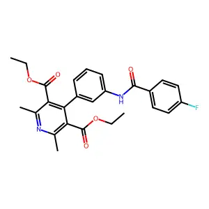 Diethyl 4-(3-(4-fluorobenzamido)phenyl)-2,6-dimethylpyridine-3,5-dicarboxylate structure