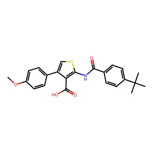 2-(4-(tert-Butyl)benzamido)-4-(4-methoxyphenyl)thiophene-3-carboxylic acid structure