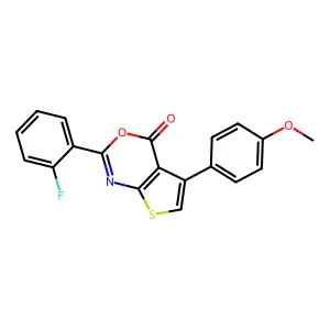2-(2-fluorophenyl)-5-(4-methoxyphenyl)-4H-thieno[2,3-d][1,3]oxazin-4-one structure