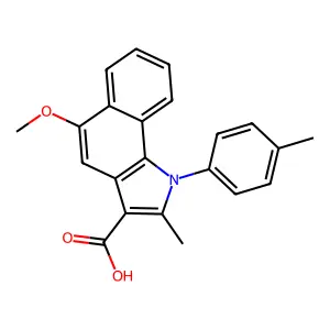 5-methoxy-2-methyl-1-(4-methylphenyl)-1H-benzo[g]indole-3-carboxylic acid structure