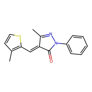 (4Z)-5-methyl-4-[(3-methylthiophen-2-yl)methylidene]-2-phenylpyrazol-3-one structure