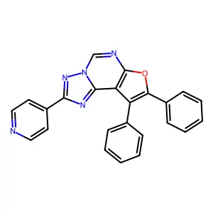 8,9-Diphenyl-2-(pyridin-4-yl)furo[3,2-e][1,2,4]triazolo[1,5-c]pyrimidine structure