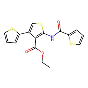 Ethyl 2-(thiophene-2-carbonylamino)-4-thiophen-2-ylthiophene-3-carboxylate structure