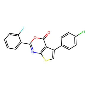 5-(4-chlorophenyl)-2-(2-fluorophenyl)-4H-thieno[2,3-d][1,3]oxazin-4-one structure