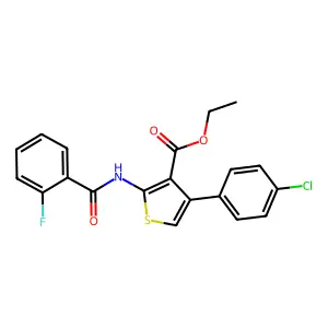 Ethyl 4-(4-chlorophenyl)-2-[(2-fluorobenzoyl)amino]thiophene-3-carboxylate structure