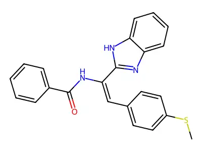 N-[(E)-1-(1H-benzimidazol-2-yl)-2-(4-methylsulfanylphenyl)ethenyl]benzamide structure