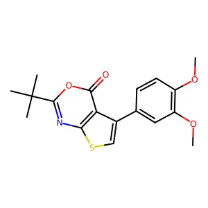 2-Tert-butyl-5-(3,4-dimethoxyphenyl)thieno[2,3-d][1,3]oxazin-4-one structure