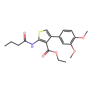 Ethyl 2-(butanoylamino)-4-(3,4-dimethoxyphenyl)thiophene-3-carboxylate structure